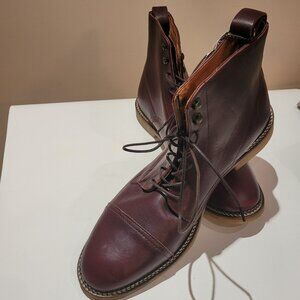 #43 New without box Genuine Leather Burgundy H &M lace-up Booties